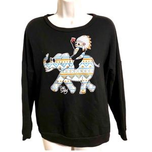 Riot Society Southwest Party Monkey and Elephant Sweatshirt SZ S